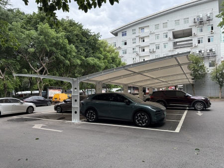 重庆永川膜结构停车棚项目完工啦-再聚膜结构厂家承建