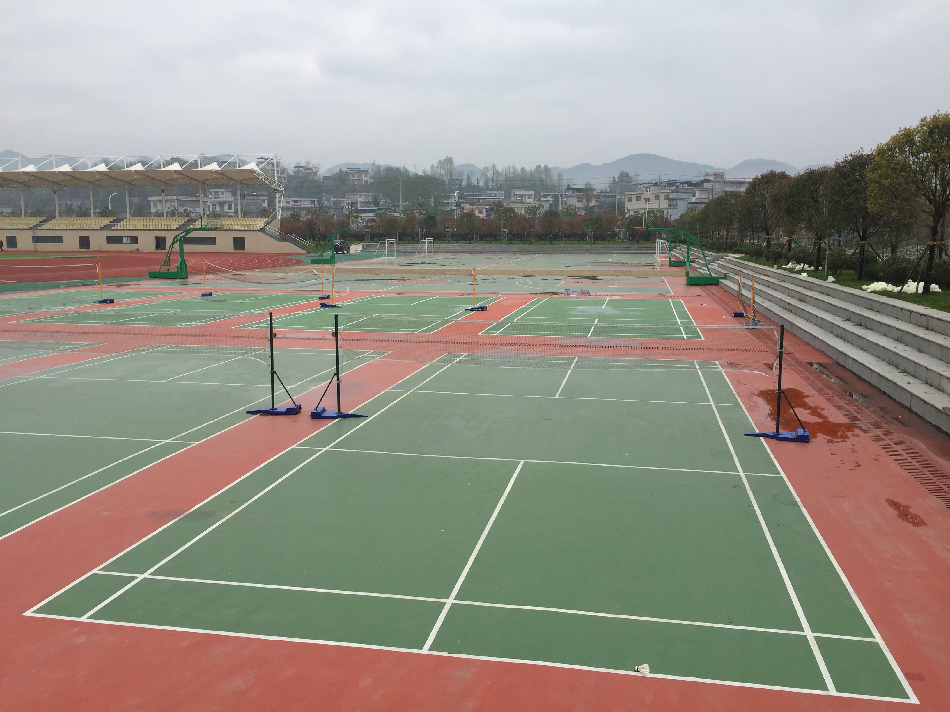 福顺环保水性硅pu羽毛球场来凤一中羽毛球场
