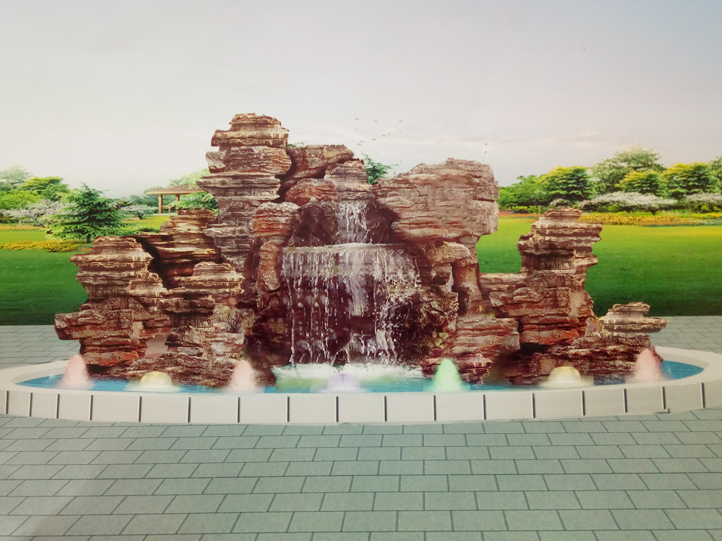 山西太原假山设计_千层石假山_假山制作厂家_太原萌轩塑石假山