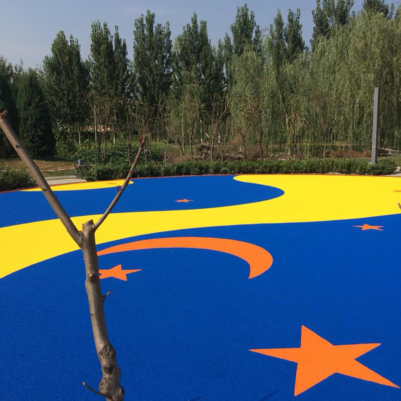 单组份环保胶水及epdm环保胶粒材料按比例搅拌混合均匀后,按设计颜色